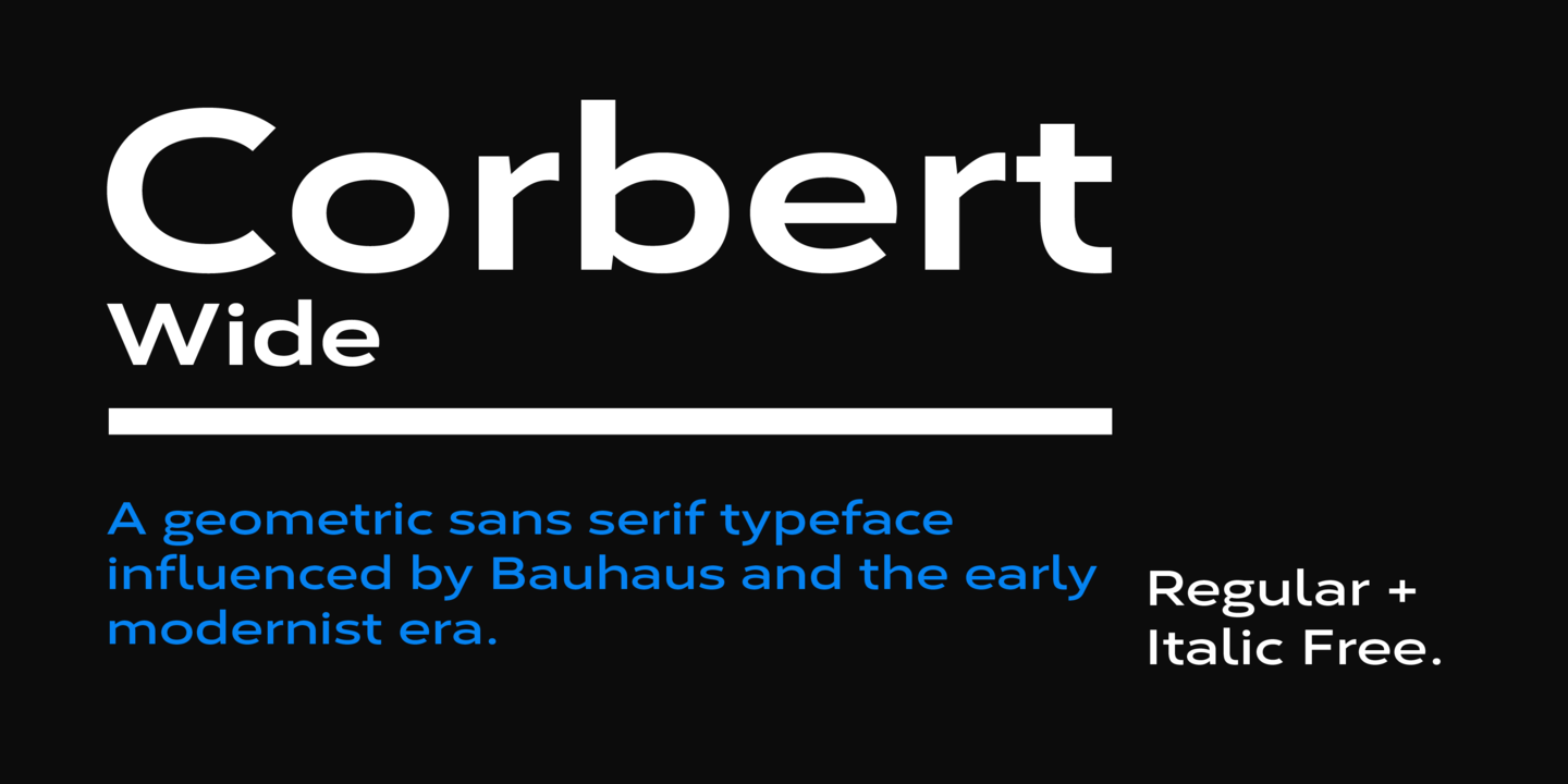 Ejemplo de fuente Corbert Wide Regular Wide Italic